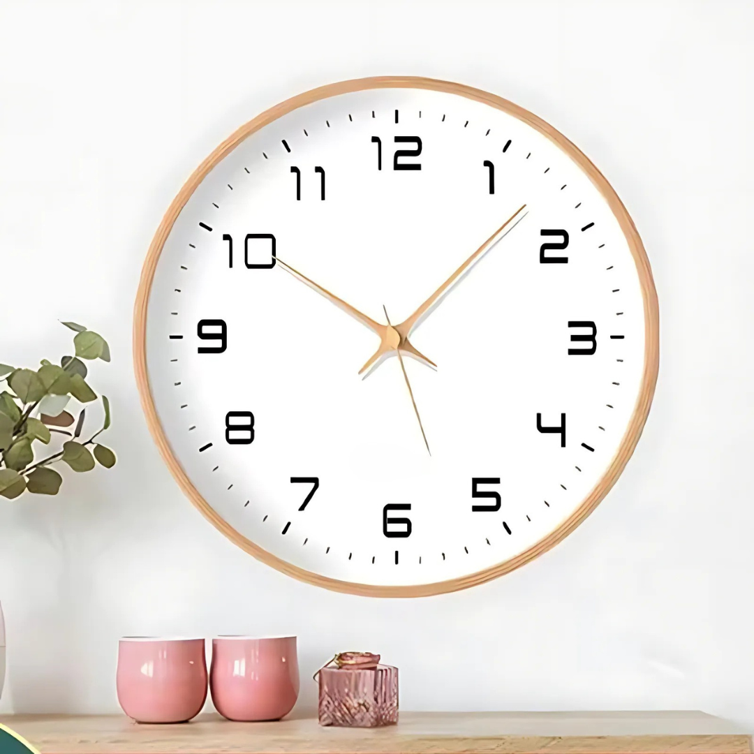 Wesley Modern Wall Clock - Wooden Silent Quartz Design