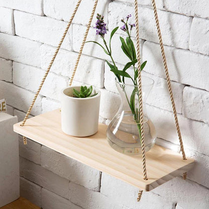 Wooden Rope Swing Wall-Mounted Rack