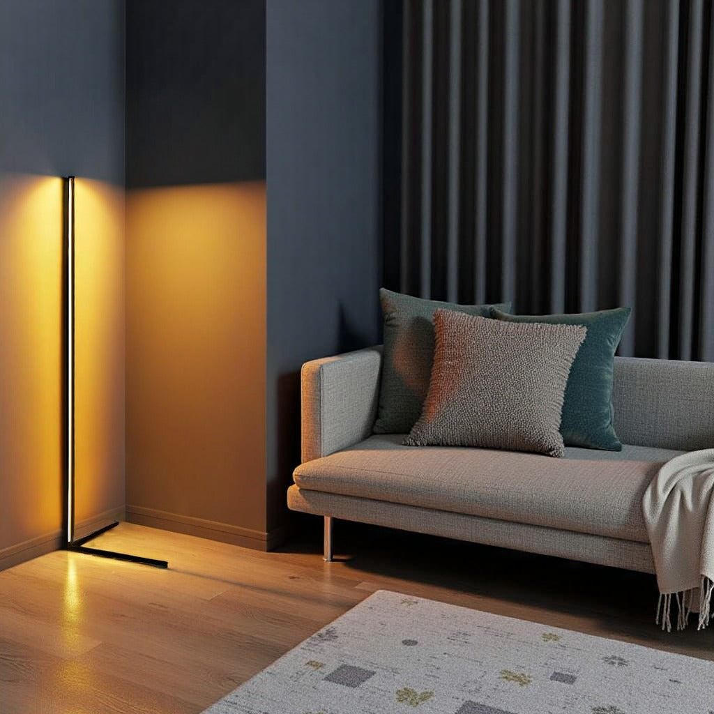 Modern RGB LED Floor Lamp with Remote | Adjustable Warm White & Color Changing Standing Light for Living Room Corner & Home Ambiance | 24W