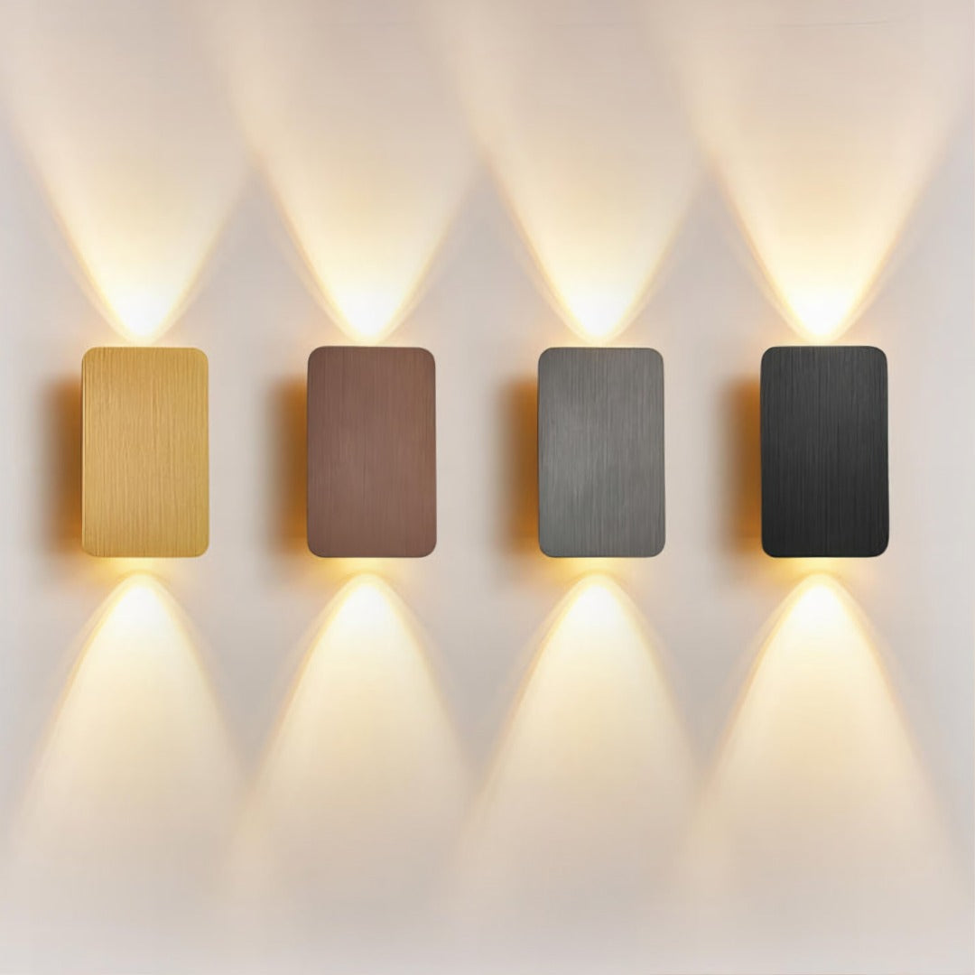 Wood Grain LED Wall Sconce | Ambient Uplight for Bedroom Living Room Hallway | 6W Warm Glow Fixture | Modern Minimalist Design