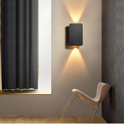 Wood Grain LED Wall Sconce | Ambient Uplight for Bedroom Living Room Hallway | 6W Warm Glow Fixture | Modern Minimalist Design