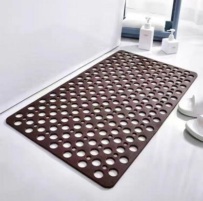 Non-Slip Bath Mat with Drainage Holes Gray 24x16 Inch PVC Quick-Dry Bathroom Safety Floor Liner for Shower Tub Wet Areas Home Spa Senior Acc