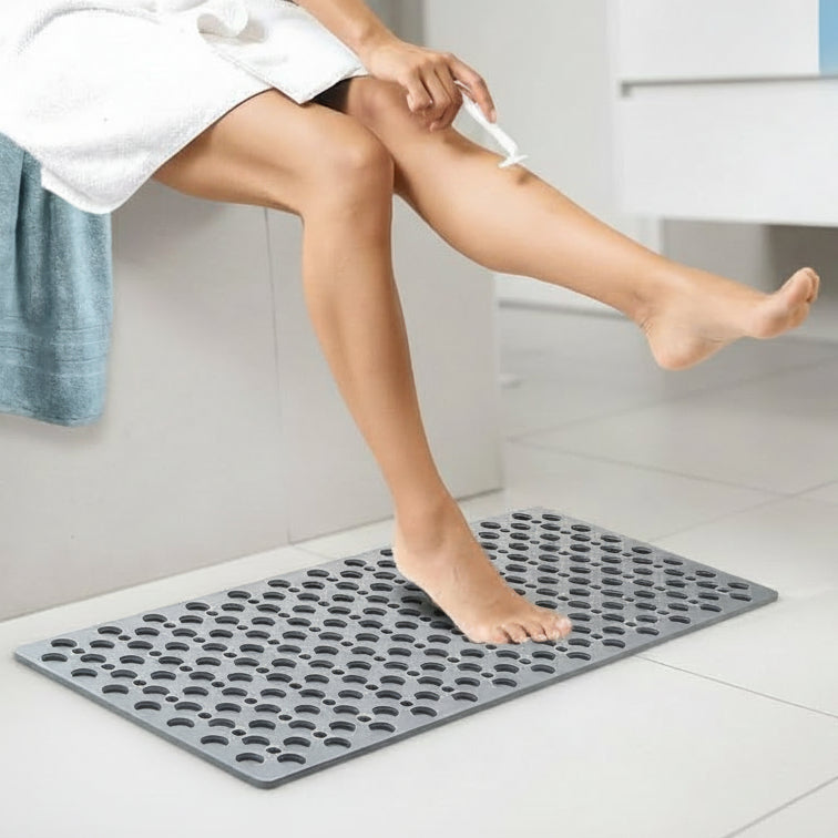 Non-Slip Textured Bath Mat with Suction Cups for Shower and Tub Safety Gray Blue White Pink Green Yellow Available