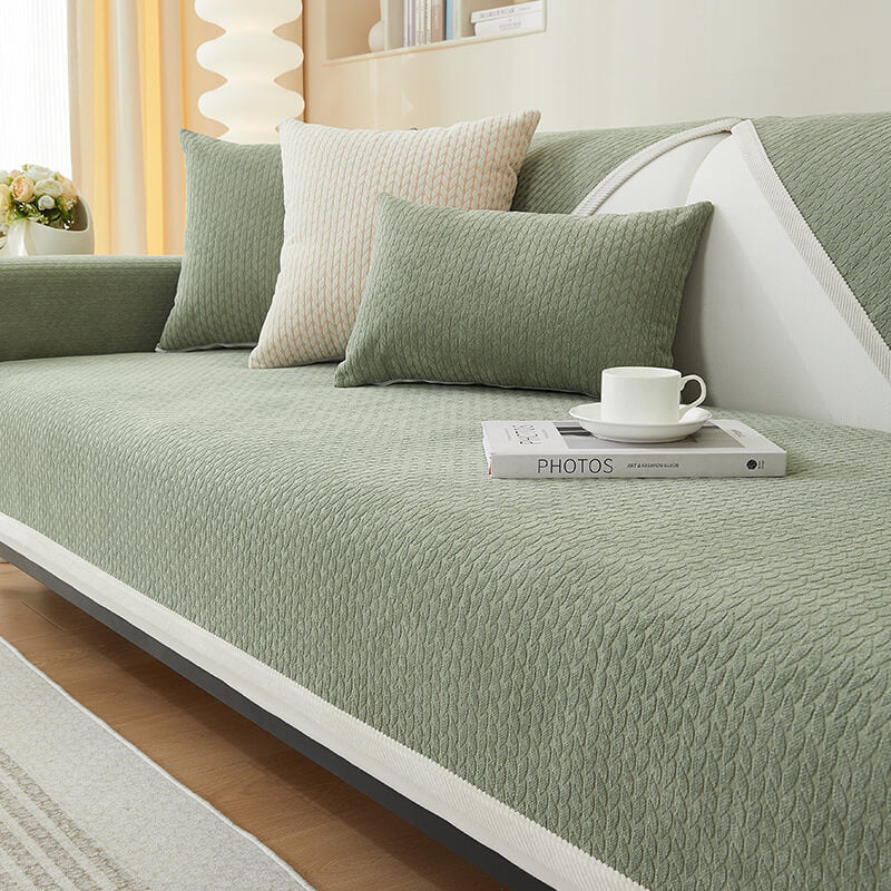 Chenille Furniture Protector with Textured Wheat Pattern – Scratch-Resistant Slip-Free Throws for Sofas, Chairs & Sectionals