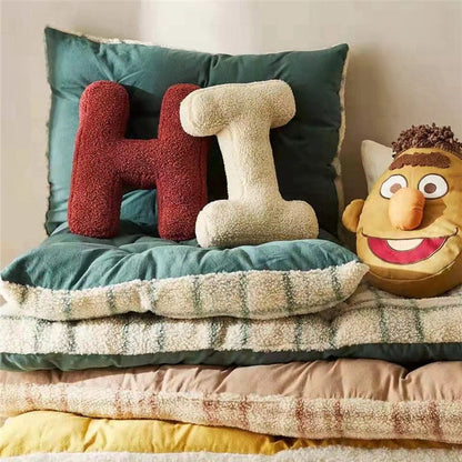 Whimsical Alphabet Letter Fleece Pillows – Soft Cotton Fleece with Polyester Fill
