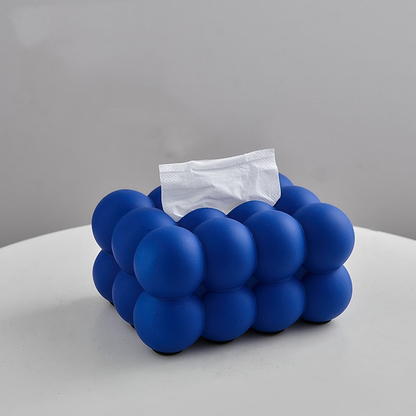 Whimsical Ball Shape Ceramic Tissue Box Cover – Blue and Silver Options