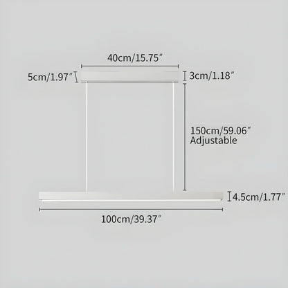 Linear LED Ceiling Fixture Black Aluminum Hanging Light for Dining Room Kitchen Island Office Desk Modern Minimalist Suspended Lamp Adjustab