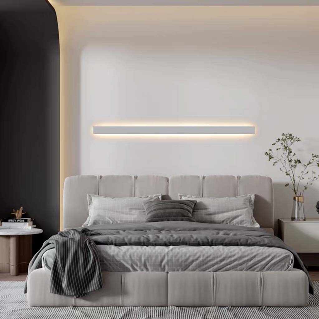 Sleek Aluminum LED Sconce Light Fixture Dimmable Modern Low-Profile Installation for Bedroom Living Room Study Adjustable Brightness