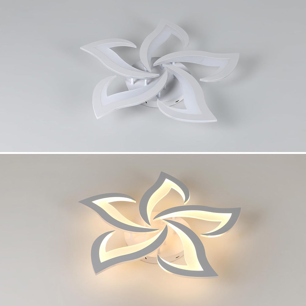 LED Flush Mount Light Fixture with Floral Layered Design for Bedroom, Entryway & Living Spaces | 22 in Black Metal Modern Low Profile Ambien