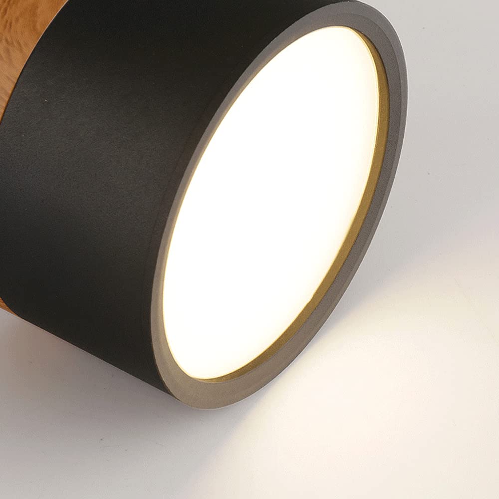 Round LED Flush Mount Light Fixture Wood Accent Aluminum 5W 7W for Entryway Bedroom Kitchen Hallway Ceiling Lamp Modern Minimalist Scandinav