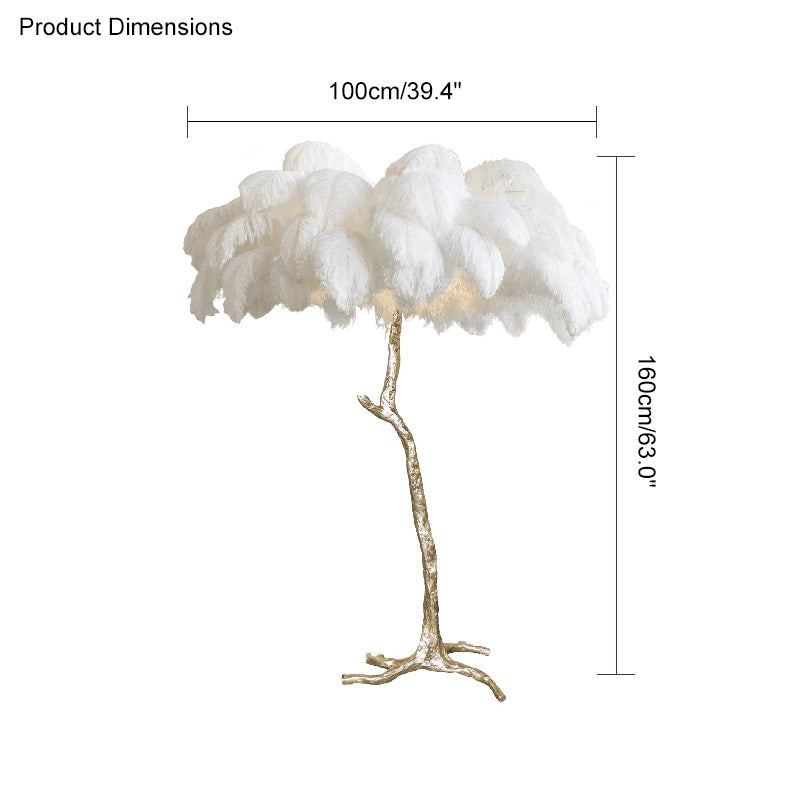 Tropical Feather Standing Lamp 63 in Tall Palm Tree Style Ambient Floor Light for Bedroom Living Room Decorative Accent Lighting