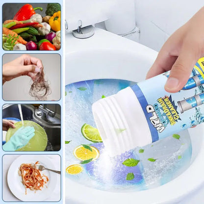 Drain Cleaner Powder for Kitchen & Bathroom Sinks – Foaming Formula Clears Clogs & Odors in Tubs, Toilets, Floors (2-Pack)