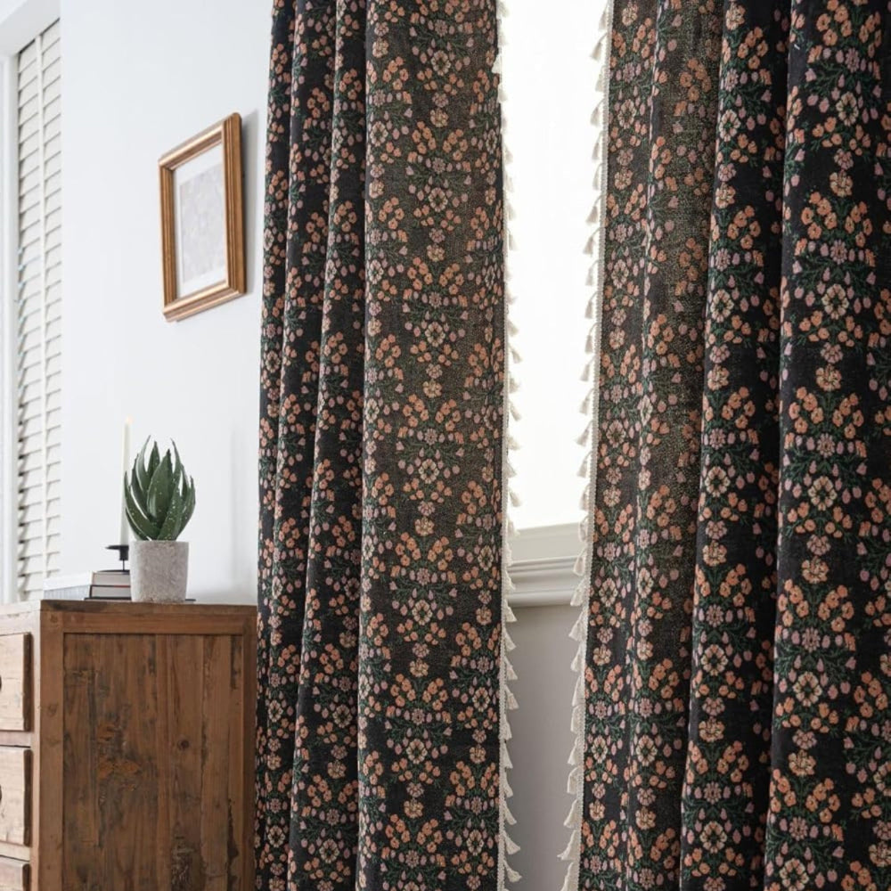 Wilder Curtains for Living Room - Jacquard Fabric with Tassels
