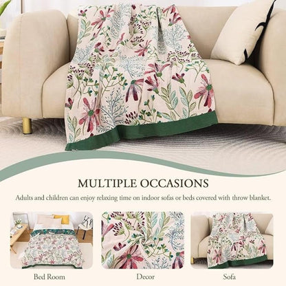 Organic Cotton Gauze Throw Blanket – Lightweight 4-Layer Weave for Year-Round Comfort, Sofa, Bed, Camping & Travel