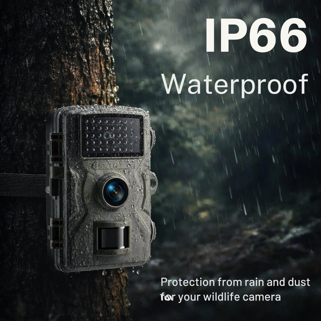 Motion-Activated Trail Camera with Night Vision for Outdoor Wildlife Monitoring & Security | Weatherproof Infrared Game Cam for Deer Hunting