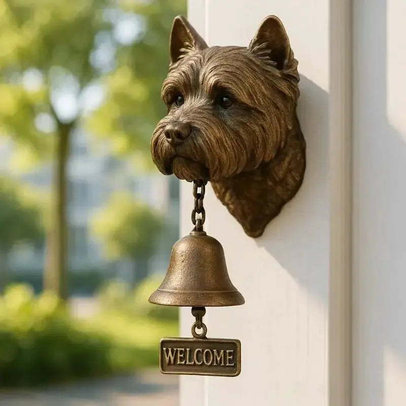 Cast Iron Dog Doorbell with Aged Bronze Finish for Front Porch, Entryway & Garden Gate Decor