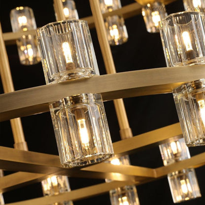 Two-Tier Crystal Chandelier 60 Inch Round Statement Lighting 108 Bulbs for Dining Room Living Room Bedroom Hotel Restaurant Grand Entryway