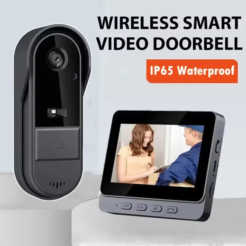 Wireless Video Doorbell with Intercom & HD Night Vision | 4.3 IPS Display for Enhanced Home Security