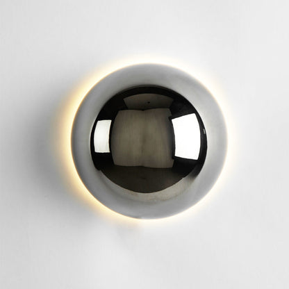 Spherical Glass Sconce with Iron Accent – Ambient LED Lighting for Entryway, Bedroom & Living Space – Modern Minimalist Home Fixture