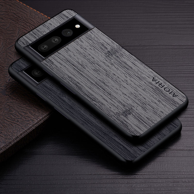 Google Pixel Natural Wood Grain Phone Case – Premium PU Leather with Raised Edge Protection for Screen & Camera
