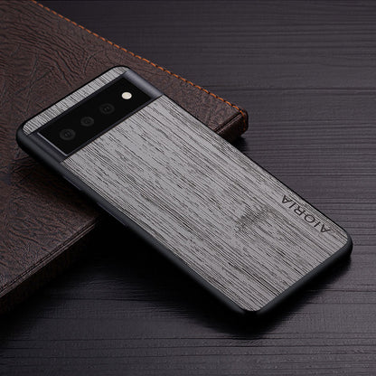 Google Pixel Natural Wood Grain Phone Case – Premium PU Leather with Raised Edge Protection for Screen & Camera