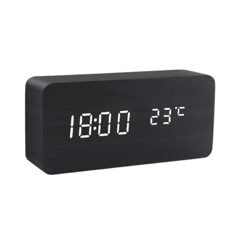 WoodSense | LED Wooden Clock with Voice Control & Adjustable Brightness | Elegant Time Display for Any Room