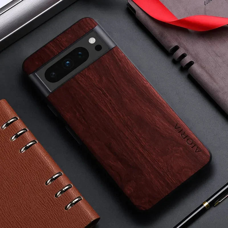 Wood Grain Phone Case for Google Pixel – Slim Protective Cover with Anti-Fingerprint Finish & Raised Edges – Fits Pixel 7A through 11 Pro