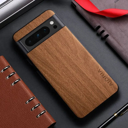 Wood Grain Phone Case for Google Pixel – Slim Protective Cover with Anti-Fingerprint Finish & Raised Edges – Fits Pixel 7A through 11 Pro