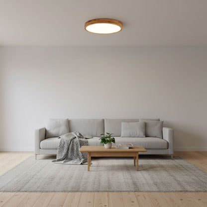 LED Flush Mount Ceiling Light with Rubberwood Frame & Dimmable Acrylic Panel for Bedroom Living Room Dining Room Kitchen Hallway Modern Mini