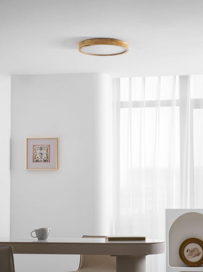 LED Flush Mount Ceiling Light with Rubberwood Frame & Dimmable Acrylic Panel for Bedroom Living Room Dining Room Kitchen Hallway Modern Mini