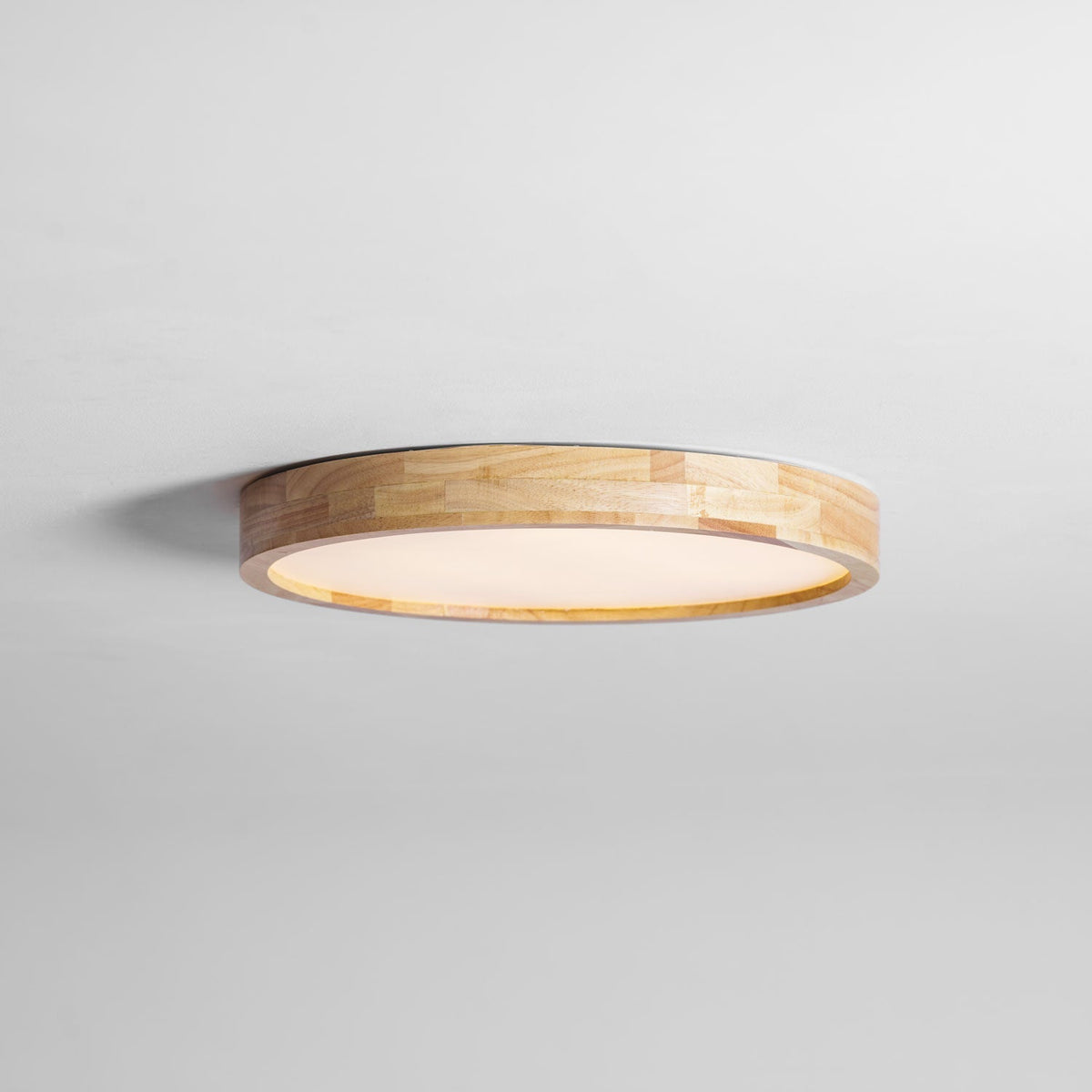 LED Flush Mount Ceiling Light with Rubberwood Frame & Dimmable Acrylic Panel for Bedroom Living Room Dining Room Kitchen Hallway Modern Mini