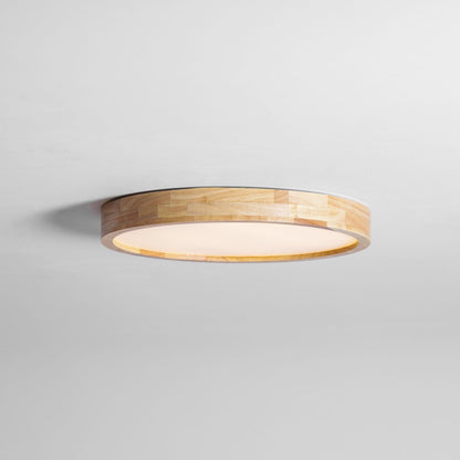 LED Flush Mount Ceiling Light with Rubberwood Frame & Dimmable Acrylic Panel for Bedroom Living Room Dining Room Kitchen Hallway Modern Mini