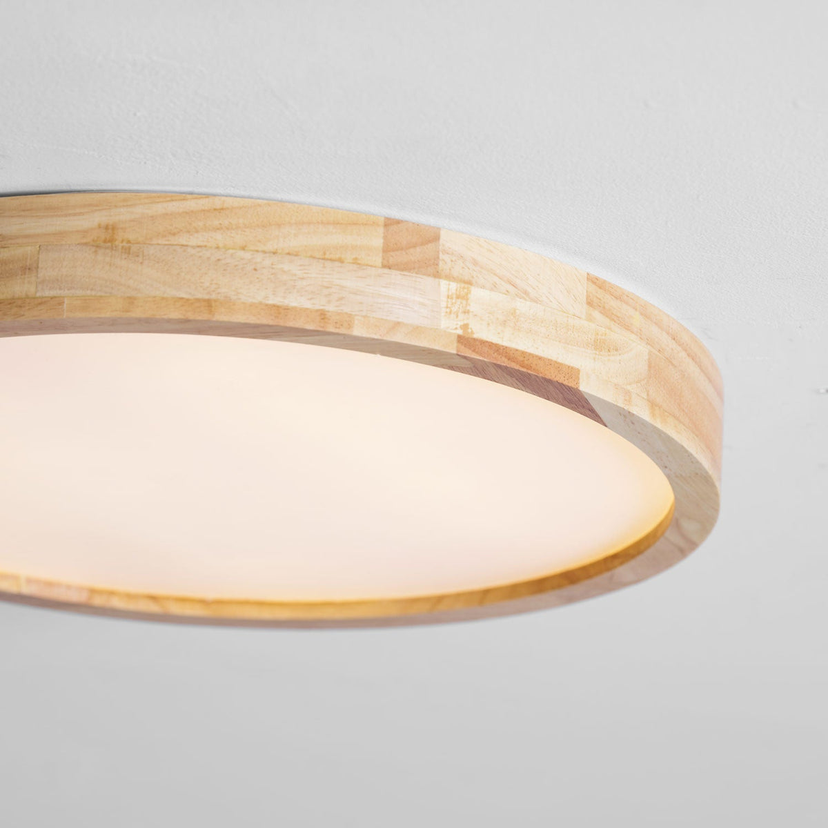 LED Flush Mount Ceiling Light with Rubberwood Frame & Dimmable Acrylic Panel for Bedroom Living Room Dining Room Kitchen Hallway Modern Mini