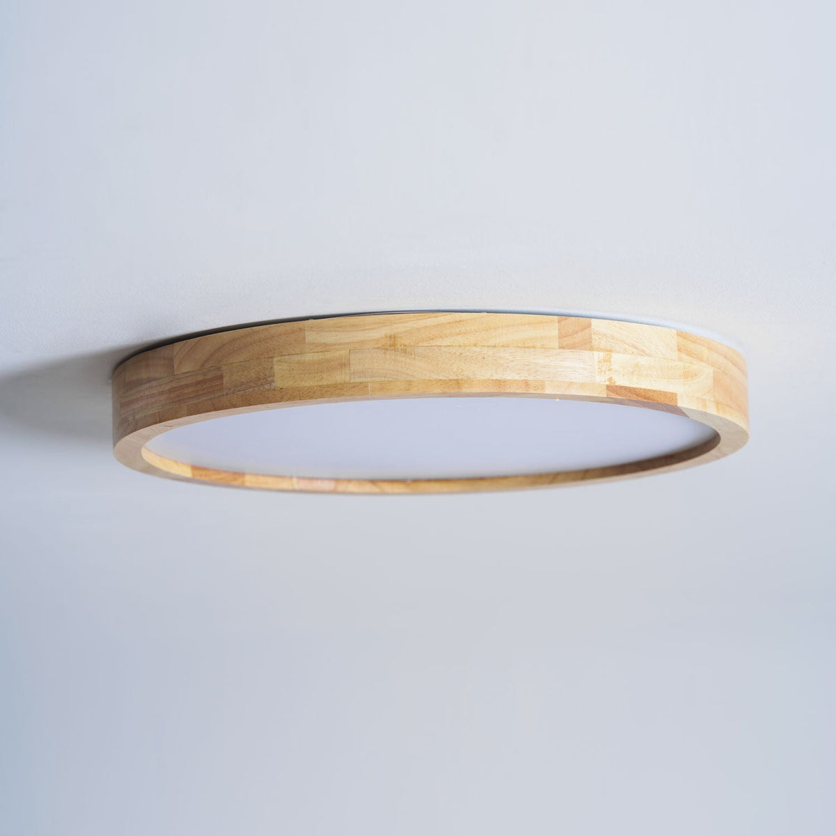 LED Flush Mount Ceiling Light with Rubberwood Frame & Dimmable Acrylic Panel for Bedroom Living Room Dining Room Kitchen Hallway Modern Mini