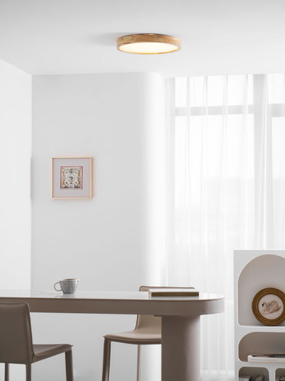 LED Flush Mount Ceiling Light with Rubberwood Frame & Dimmable Acrylic Panel for Bedroom Living Room Dining Room Kitchen Hallway Modern Mini