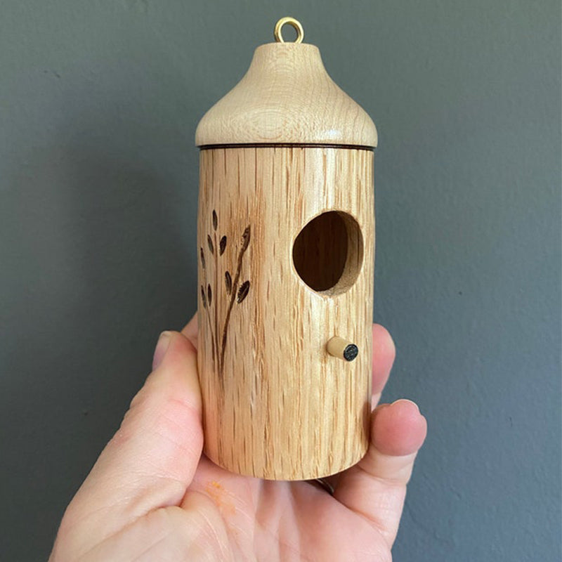 Handcrafted Timber Hummingbird Nesting Shelter – Solid Wood Garden Birdhouse with Entry Hole & Hanging Loop for Backyard Wildlife, Patio