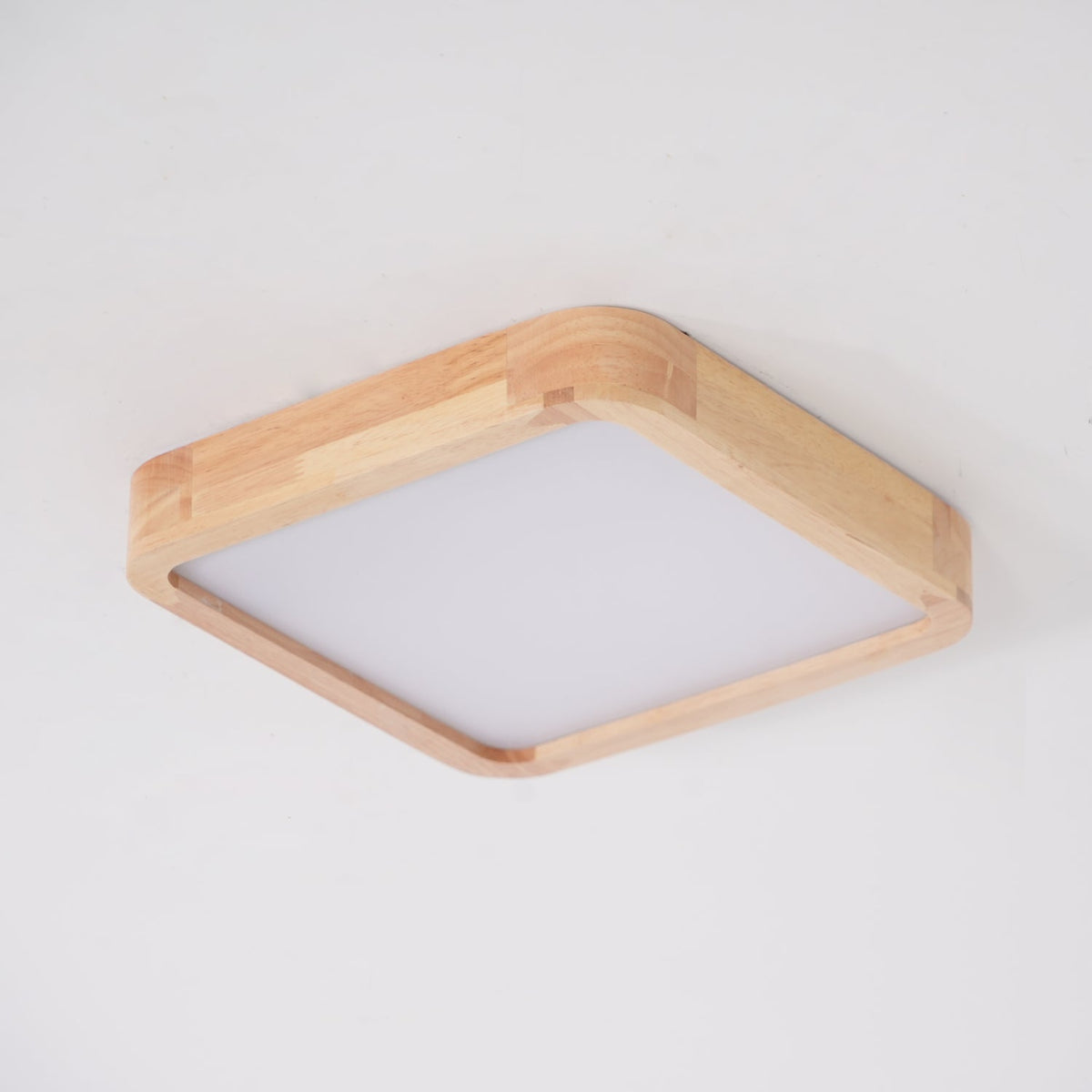 LED Flush Mount Ceiling Light with Rubberwood Frame & Dimmable Acrylic Panel for Bedroom Living Room Dining Room Kitchen Hallway Modern Mini