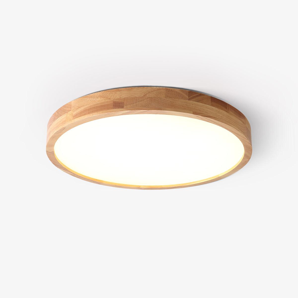 LED Flush Mount Ceiling Light with Rubberwood Frame & Dimmable Acrylic Panel for Bedroom Living Room Dining Room Kitchen Hallway Modern Mini