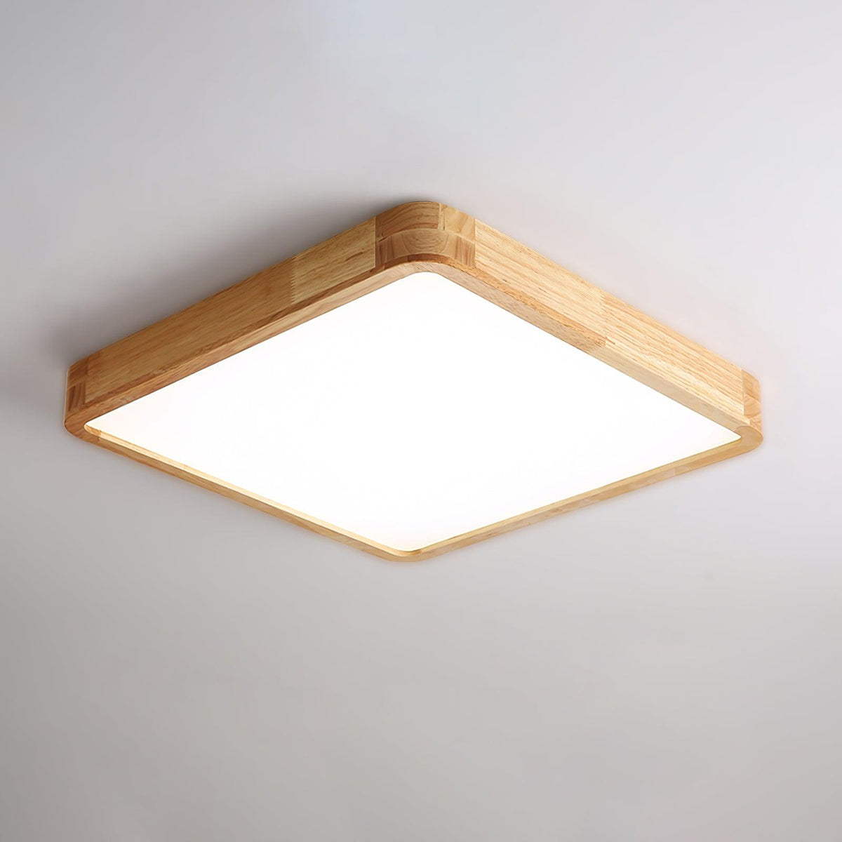 LED Flush Mount Ceiling Light with Rubberwood Frame & Dimmable Acrylic Panel for Bedroom Living Room Dining Room Kitchen Hallway Modern Mini