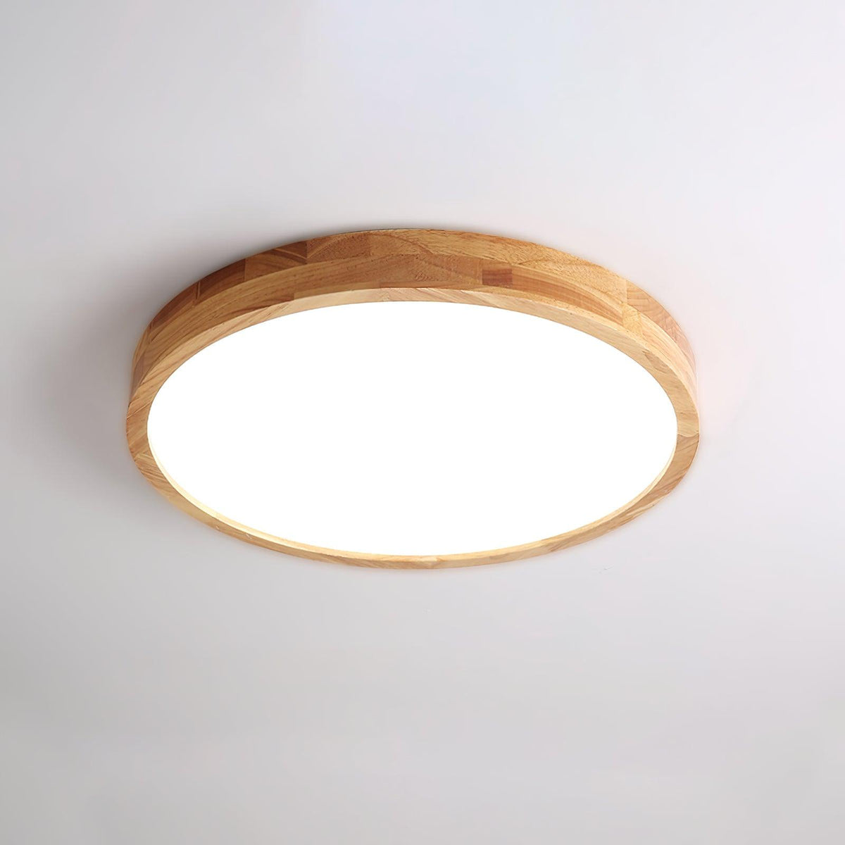 LED Flush Mount Ceiling Light with Rubberwood Frame & Dimmable Acrylic Panel for Bedroom Living Room Dining Room Kitchen Hallway Modern Mini