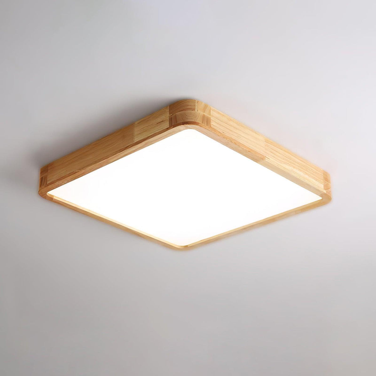 LED Flush Mount Ceiling Light with Rubberwood Frame & Dimmable Acrylic Panel for Bedroom Living Room Dining Room Kitchen Hallway Modern Mini