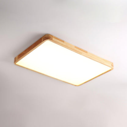 LED Flush Mount Ceiling Light with Rubberwood Frame & Dimmable Acrylic Panel for Bedroom Living Room Dining Room Kitchen Hallway Modern Mini