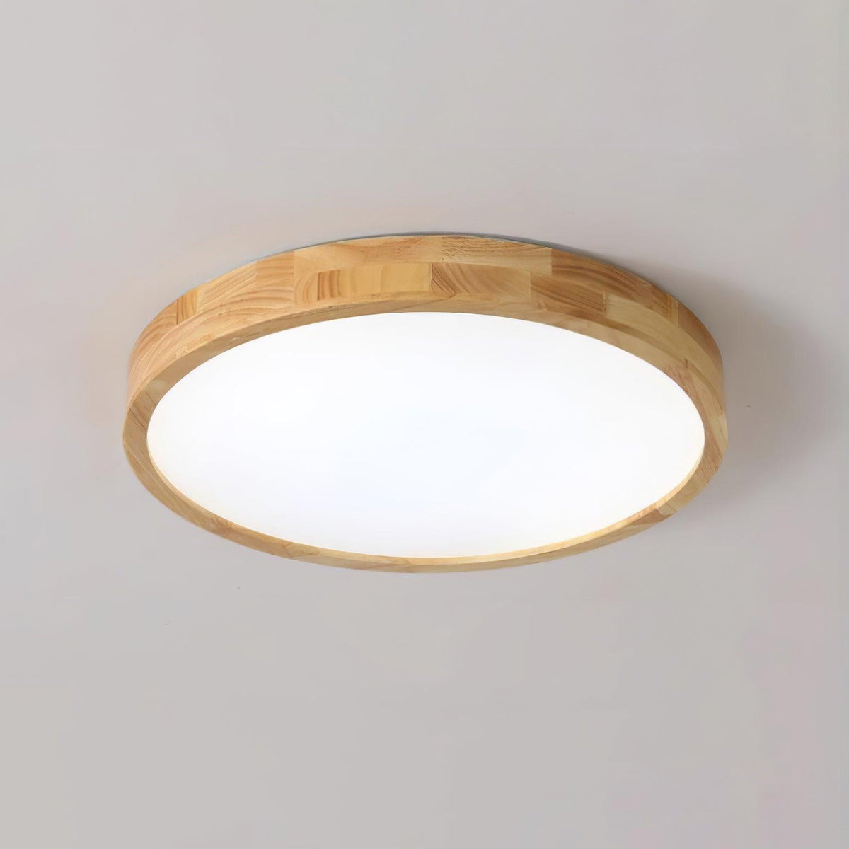 LED Flush Mount Ceiling Light with Rubberwood Frame & Dimmable Acrylic Panel for Bedroom Living Room Dining Room Kitchen Hallway Modern Mini
