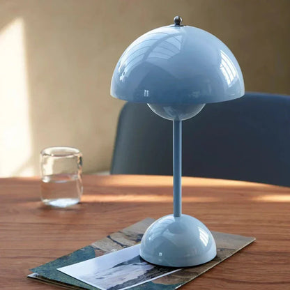 Portable Rechargeable LED Mushroom Lamp — Cordless Nightstand Light with 2000mAh Battery, Warm 3000K Glow for Bedroom, Living Room & Home Of