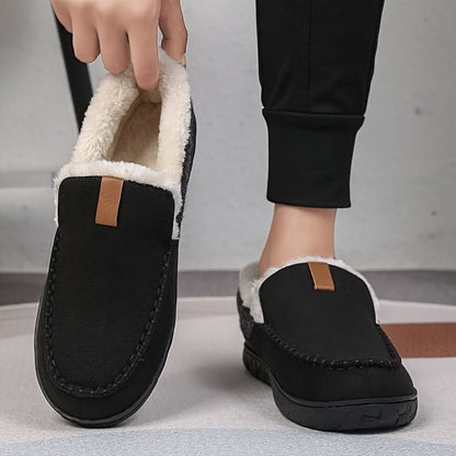 Men's Synthetic Wool House Slippers for Cold Weather Indoor Comfort