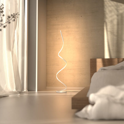 Sculptural Spiral LED Standing Lamp 52 inches Adjustable Brightness Aluminum Contemporary Living Room Bedroom Home Office Remote Dimmable