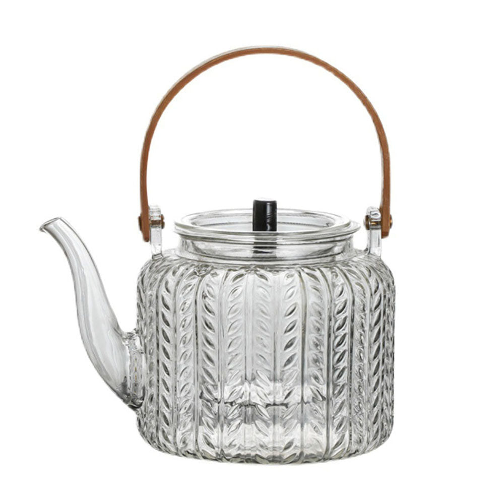 Borosilicate Glass Tea Pot with Infuser 34 oz Clear Heat-Resistant Kettle for Loose Leaf & Blooming Tea Brewing