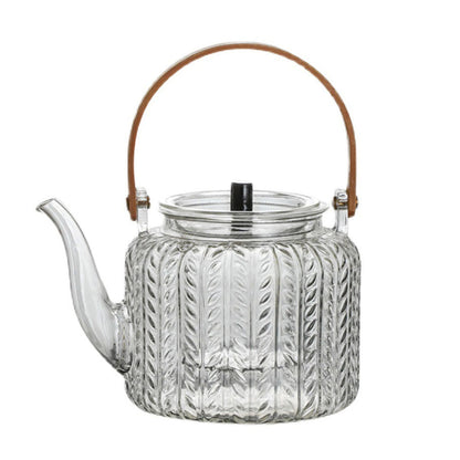 Borosilicate Glass Tea Pot with Infuser 34 oz Clear Heat-Resistant Kettle for Loose Leaf & Blooming Tea Brewing