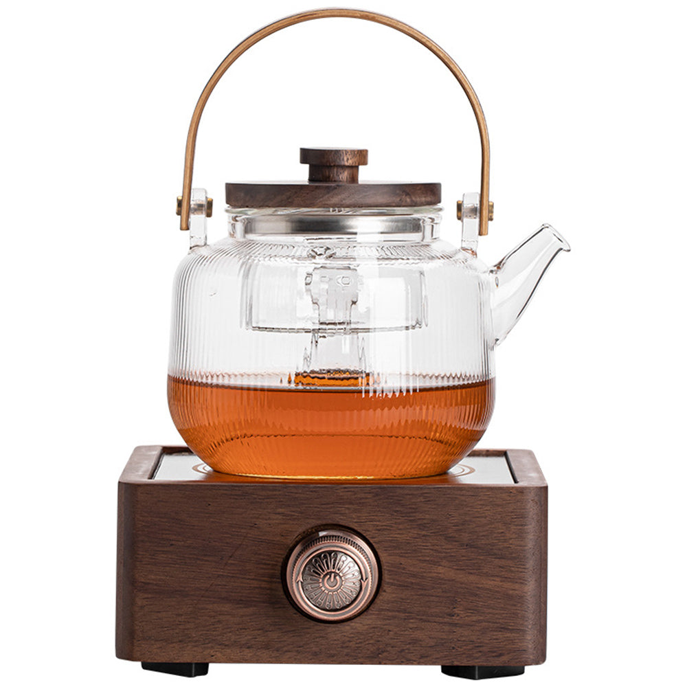 Electric Beverage Warmer Plate with Wood Frame 7 in Adjustable Heat for Coffee Mug Teapot Milk Desk Home Kitchen Station