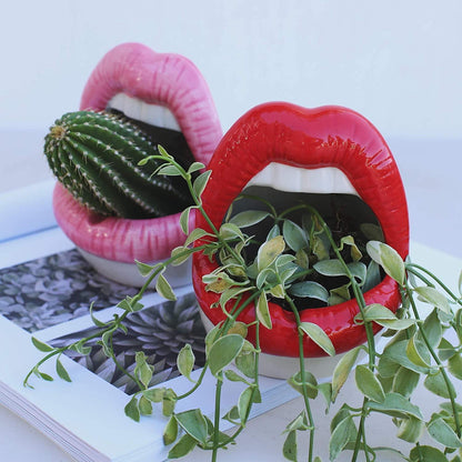 Smooch Lips Ceramic Planter